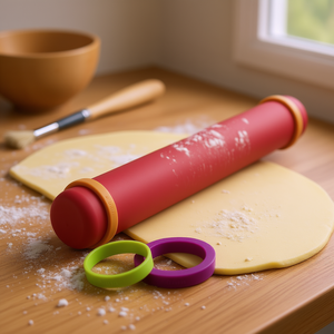 Mastrad <b>Silicone</b> Rolling Pin With 8 Rings For Precise Dough Thickness Control Baking Pastry <b>Tools</b> - Product Image 3