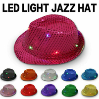 Unisex LED luminoso con paillettes luminoso cappello da festa luminoso lampeggiante cappello da Jazz cappello per il compleanno di capodanno cinese Halloween spettacolo di danza
