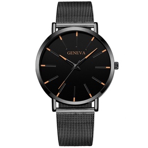 Montre pour homme ultra-fine avec bracelet en maille d'alliage, montre-bracelet à quartz simple, montre pour homme élégante et tendance, vente en gros - Product Image 1