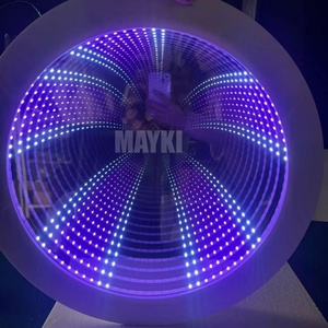 Lampe LED tunnel miroir infini rond à lumière sensorielle, expérience sensorielle interactive, miroir infini blanc pour salles de jeux - Product Image 4