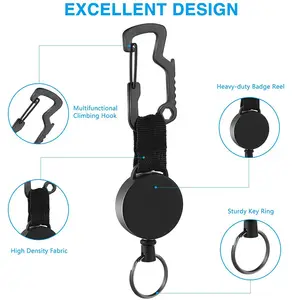 Badge Reels Retractable Keychain Multitool Carabiner Key Holder Heavy Duty Retractable Badge Holder Reel With 25 In Steel Cable