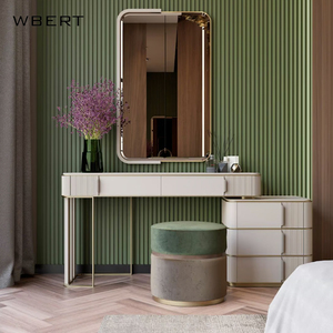 WBERT Coiffeuse de chambre à coucher italienne moderne et minimaliste, table de maquillage inspirée d'Instagram de luxe avec lumière nordique, armoire de rangement - Product Image 5