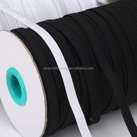 OKAY 3MM 6MM 9MM 12MM Rubans élastiques tressés plats blancs et noirs en rouleaux pour la couture et l'artisanat