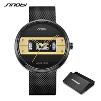 Montre de luxe pour homme SINOBI, boîtier en alliage, bracelet en maille, mouvement à quartz haute précision, étanche, logo personnalisé, montre-bracelet OEM ODM