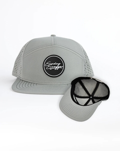 High Quality Wholesale Custom Laser Cut Hole Snapback Cap Waterproof Rubber Patch Logo Gorras 7 Panel Polyester <strong>Flat</strong> Brim <strong>Hat</strong> - Product Image 2
