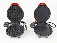 Mini gaufrier électrique antiadhésif rouge pour usage domestique et hôtelier