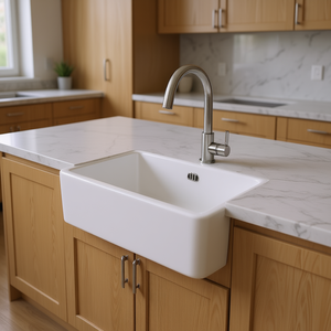 Lavello da cucina a vasca singola con frontale a grembiule, stile rustico, 30 pollici, in ceramica bianca lucida, facile da pulire - Product Image 2