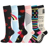Chaussettes de compression unisexes tricotées pour l'été, 20-30 mmHg, hauteur genou, pour la course, l'allaitement, le marathon, le sport, respirantes et à séchage rapide