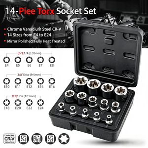 E Type Socket Set 1/2 In Chrome Vanadium Steel Spline Impact Socket Tool Case Auto Repair - Product Image 5