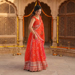 Presenting Beautiful Colored Faux Georgette Thread Embroidery with <b>Sequin</b> Lehenga Choli for Women TENNECY Party Wear - Product Image 1