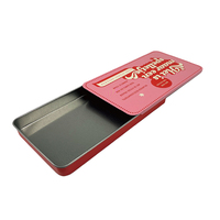 Boîte de rangement rectangulaire en métal rose et rouge vide avec couvercle pour jeux de cartes, idéale pour les fêtes, vente en gros, directement de l'usine, approvisionnement en vrac