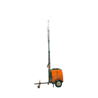 Tour d'éclairage de remorque mobile 4*1000 LED/halogénures métalliques Mât télescopique 7m Générateur diesel avec indice de protection IP65