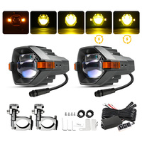 Phare antibrouillard Bi-LED 3 pouces avec lentille, feux de jour LED, clignotant blanc/jaune, faisceau haut/bas pour moto