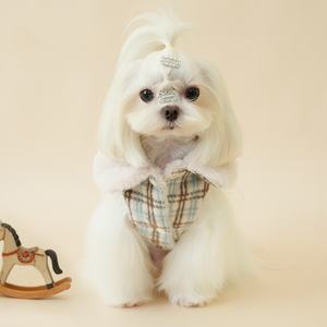 Cómodo chaleco transpirable de invierno a cuadros cálido para perros con gancho de correa ropa para mascotas forrada de felpa para perros pequeños y gatos - Product Image 4