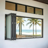 Ventana Plegable Resistente a la Corrosión Salina de Fábrica Confiable HUACAI, Ventana de Vidrio Anticorrosión para Isla, Resort, Casa de Huéspedes, Bar, Pared