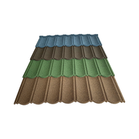 Tuiles de toiture contemporaines modernes en aluminium-zinc revêtues de pierre, couleur personnalisée, pour temples, villas, hôtels et bâtiments neufs