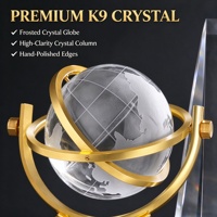 Trophée d'équipe en cristal K9 en gros, globe avec support doré, gravure laser personnalisée, récompense pour le travail d'équipe, cérémonie d'entreprise et d'affaires