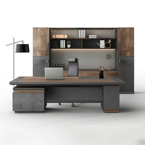 Bureau de direction moderne avec retour latéral et crédence de rangement, grand ensemble de poste de travail pour manager pour bureau d'entreprise - Product Image 1