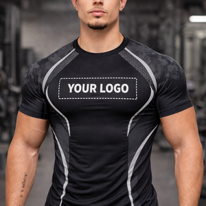 T-shirt de compression personnalisé pour homme |   Haut de sport respirant et à séchage rapide |   Logo OEM disponible - Product Image 1