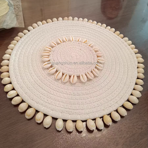 Sợi bông + Vỏ handmade Coaster cup Mat Boho trang trí - Product Image 1