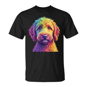 T-shirt Golden Doodle Dog Colorful Face pour les amoureux des chiens, vêtements pour hommes - Product Image 1
