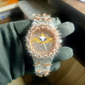 Reloj de Lujo con Moissanita y Cuarzo, Esfera de Acero Inoxidable, Cierre Oculto, Resistente al Agua, Personalizado - Product Image 1