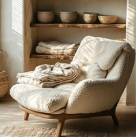 Fauteuil de salon moderne en bois massif avec rembourrage doux, fauteuil individuel pour salon, chambre, hôtel et villa, décoration intérieure