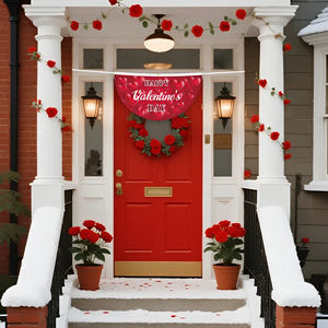 На заказ открытый 45x90 см полукруглый Веерообразный счастливый день Святого Валентина висит флаг Романтический домашний декор - Product Image 5