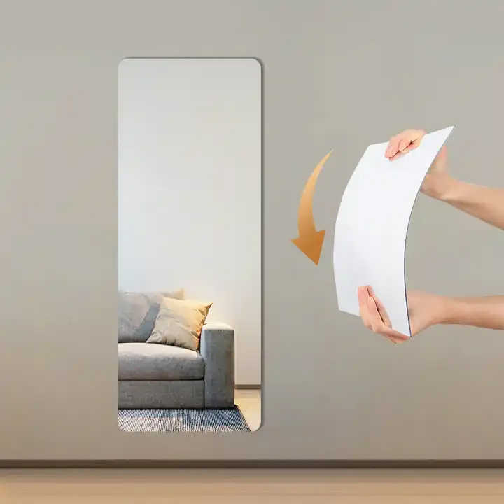 Décoration murale pour la maison miroir auto-adhésif sans verre miroir acrylique auto-adhésif personnalisé autocollant mural salle de bain miroir souple étanche