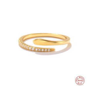 Joyería fina de moda minimalista lujosa serpiente en forma de diamante incrustaciones eternidad banda anillo para <span class=keywords><strong>mujer</strong></span> S925 plata esterlina estilo INS - Product Image 3
