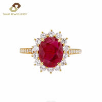 Mode Frauen Versprechen Verlobung 18 Karat vergoldete Ringe Blumen form Halo Zirkon Zirkon Rot Rubin Ring Schmuck