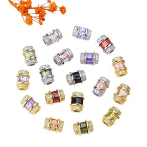 Color Preserving Loose Beads Emerald Cut Zircon Spacer Beads For <b>Bracelet</b> Making <b>Metal</b> Plated Jewelry Components - Product Image 5