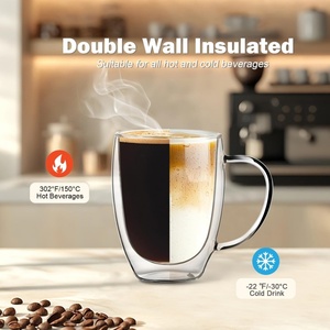 250ml 350ml 450mL Tazas de café expreso de vidrio transparente de doble pared resistentes al calor Tazas - Product Image 4