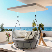 Meubles de jardin extérieurs modernes imperméables piscine Patio salon lit de soleil Villa hôtel corde en aluminium tissé balançoires lit de repos