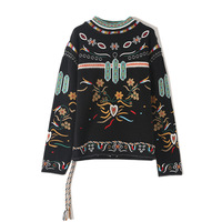 Pull en tricot brodé à col rond pour femmes de luxe personnalisé Pull jacquard à manches longues Pull-over