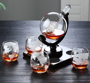 Ensemble de décanteurs à vin de luxe au design <span class=keywords><strong>globe</strong></span>, décanteur carte du monde avec bec verseur bateau à voile et verres à boire - Product Image 3