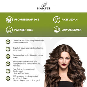 Crema de Color Herbal de Grado Cosmético para Cubrir el Cabello Gris de Forma Instantánea, Color Marrón Oscuro, 500 ml, Semipermanente, de Larga Duración, 6-8 Meses, para Uso en Salón - Product Image 3