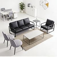 Bürosofa für Loungebereiche, Geeignet für Geschäftsberichte, Meetings und Verhandlungen, Schwarzes Leder-Bürosofa