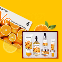 Organic 100% VC Blanqueamiento Iluminador Vitamina C Cuidado de la piel facial Juego de 5 piezas Kit de blanqueamiento Cara Vitamina C Juego de cuidado de la piel