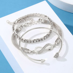 SL164 New Arrived 3 Pcs/Set Fashion <b>Gold</b> Plated Zircon <b>Infinity</b> Pattern 8 Number Ajustable <b>Bracelet</b> Set for Women Jewelry - Product Image 4