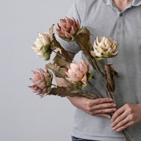CL57001 Tige de fleur artificielle de Protea royale, branche tropicale exotique pour la décoration de vases à la maison et pour les mariages