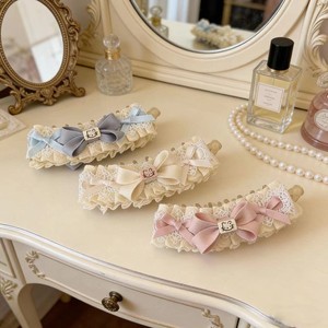 Nouvel Arrivage : Pince à Cheveux Banane Délicate Lexin Style Fille Douce avec Nœud en Dentelle Crème et Motif Écossais - Product Image 1