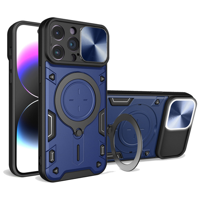 Shockproof Case for iPhone 17 Air 17 16 15 14 Pro Max Pro / 16 15 14 Plus Slide Camera Lens Protection Rotating Stand Back Cover