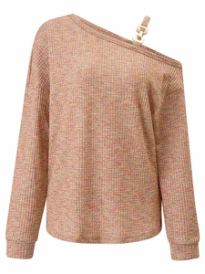 Novedades 2025, venta al por mayor de fábrica, Tops de punto para primavera y otoño, Tops acanalados con <span class=keywords><strong>hombros</strong></span> <span class=keywords><strong>descubiertos</strong></span> para mujer - Product Image 6