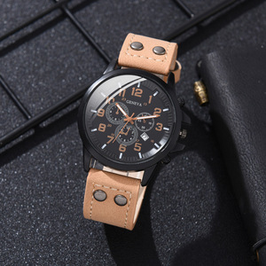 Commercio all'ingrosso orologi Vintage da uomo bracciale Set di gioielli sport in pelle PU orologi da polso <span class=keywords><strong>nero</strong></span> per gli uomini Set regalo <span class=keywords><strong>orologio</strong></span> Relogio - Product Image 6