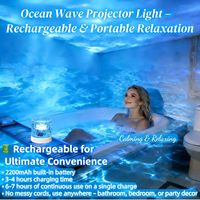 Projecteur LED sans fil d'aurores boréales et d'ondulations aquatiques, éclairage d'ambiance - Veilleuse pour chambre et salle de bain