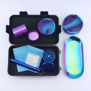 Metal Aluminum Smoke Kit Tobacco Stash Jar Box Stainless Steel Rolling Tray Smoking Accessories 40mm 50mm 63mm Herb Grinder