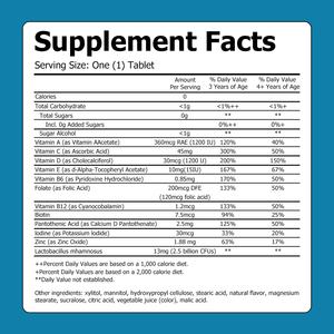 Tabletas Masticables Multivitamínicas Probióticas para Niños con Frutas Naturales que Favorecen el Crecimiento Saludable y Promueven Dientes Sanos - Product Image 2