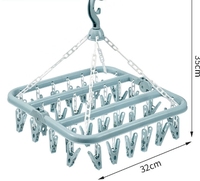 Cintre à linge pliable avec 32 pinces, cintre multifonctionnel coupe-vent pour chaussettes, cintre à linge pour usage domestique