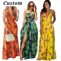 Casual Dresses Elegant Bodycon Summer Prom Casual Women Fitted Maxi Floral Print Sundress Long Dresses For Women